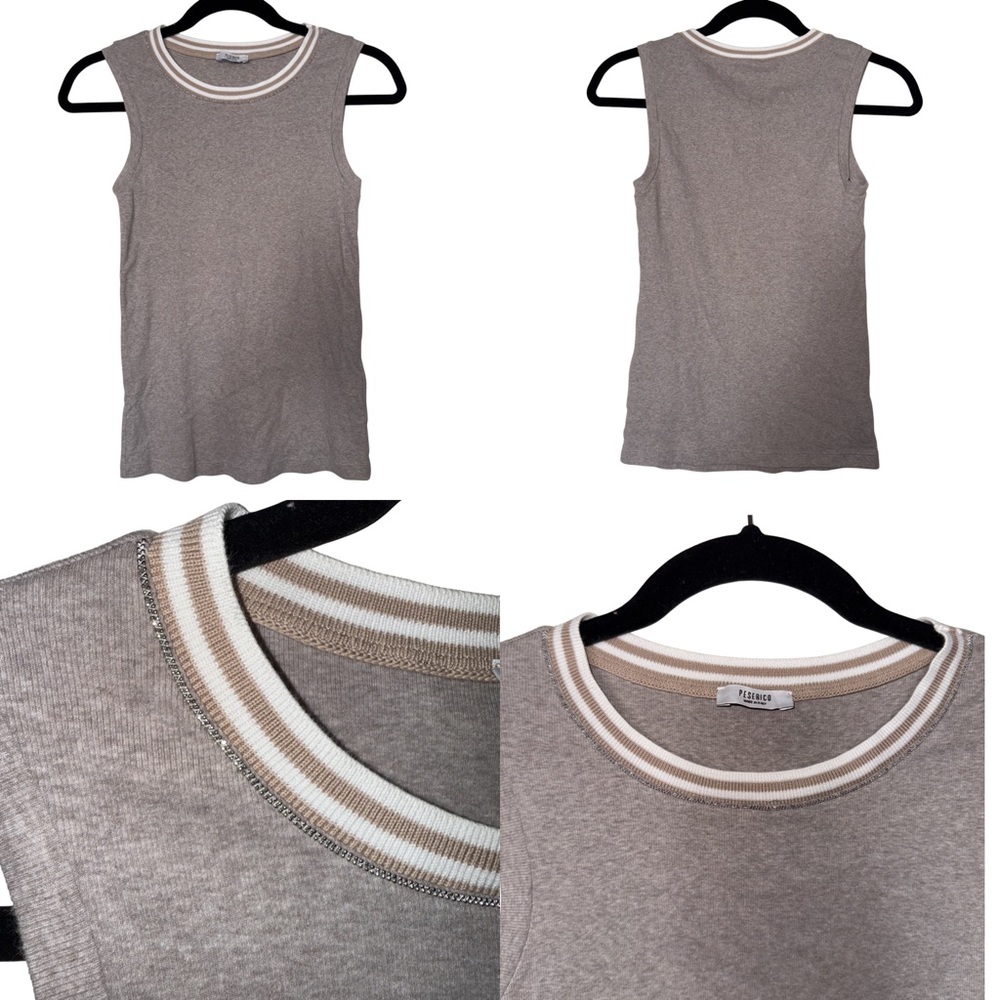 Peserico Micro-rib Jersey Tank with Metallic Trim